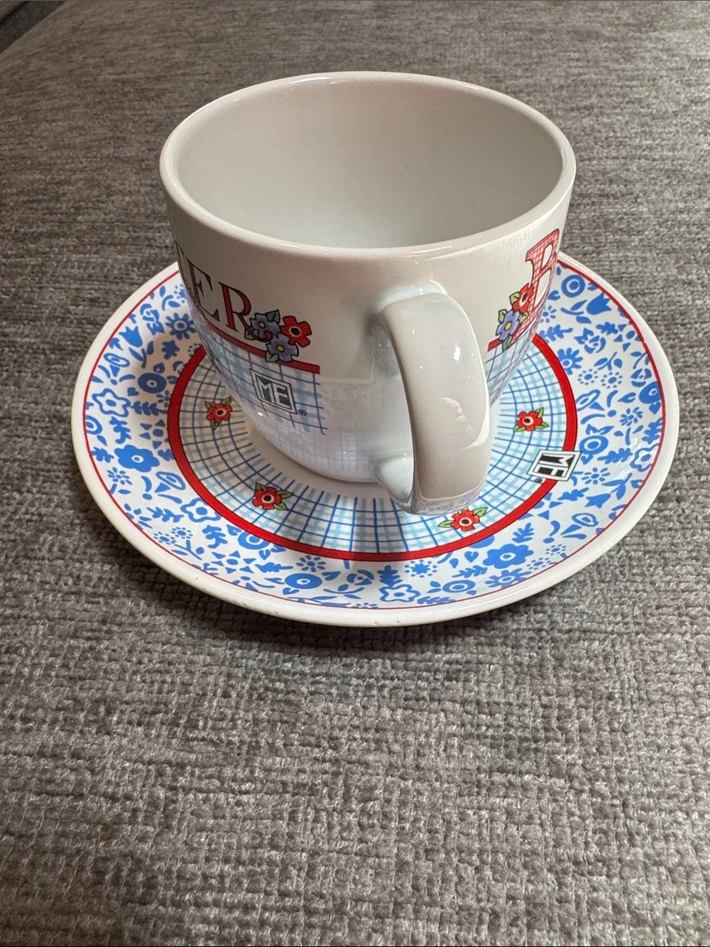 Mary Engelbreit Teacup & Saucer Set Be Kind to Thy Sister